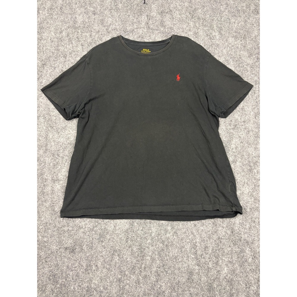 Polo Ralph Lauren Mens XL Black Short Sleeve Crewneck T-Shirt Red Pony Logo